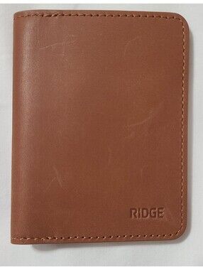 Ridge Bifold Wallet Full Grain Leather Tobacco Brown Minimalist Luxury Card Case